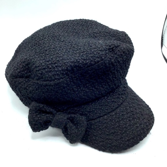 Women's Baker Boy Fiddler Beret Tweed Hat with Leopard Print Inside with a Bow - Picture 4 of 7